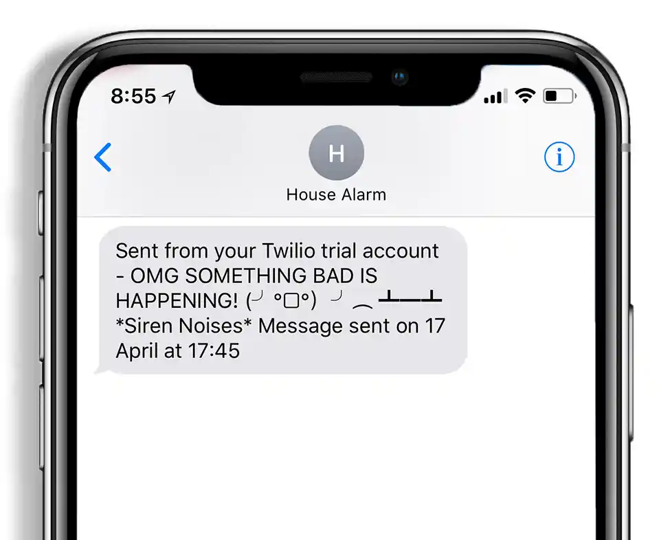 sample text message which could be sent